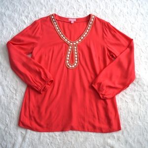 Lilly Pulitzer Pink Embellished Beaded Top L